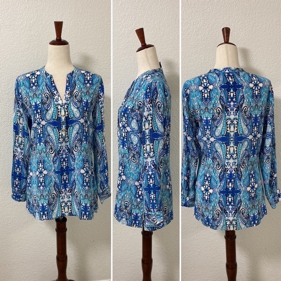 Doncaster Too Silk Paisley Print business casual - Picture 2 of 12